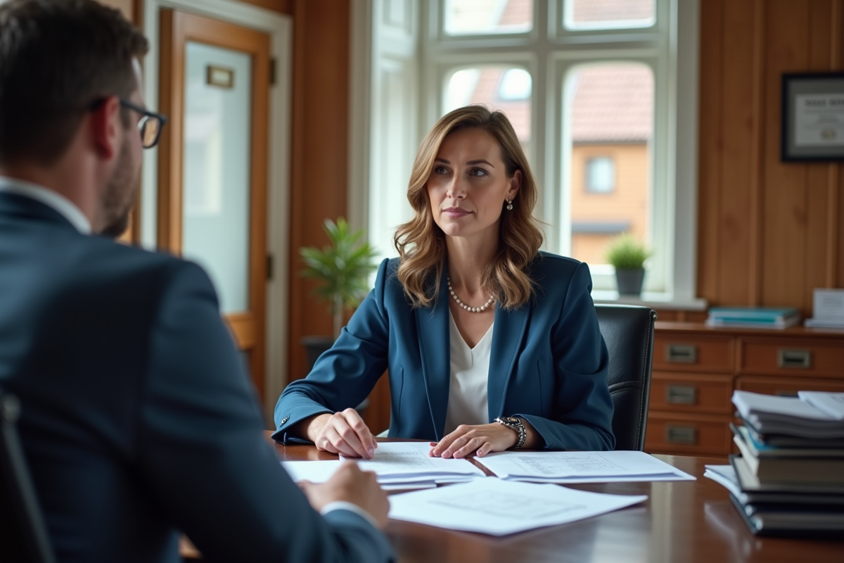 Femme administratrice discutant de rapports de voirie en bureau