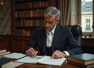 Avocat français en bureau avec loi du 5 juillet 1985