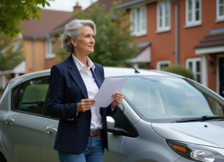 Quand passer du tiers au tous risques : conseils et avantages à connaître Femme en blazer navy tenant ses papiers d'assurance voiture