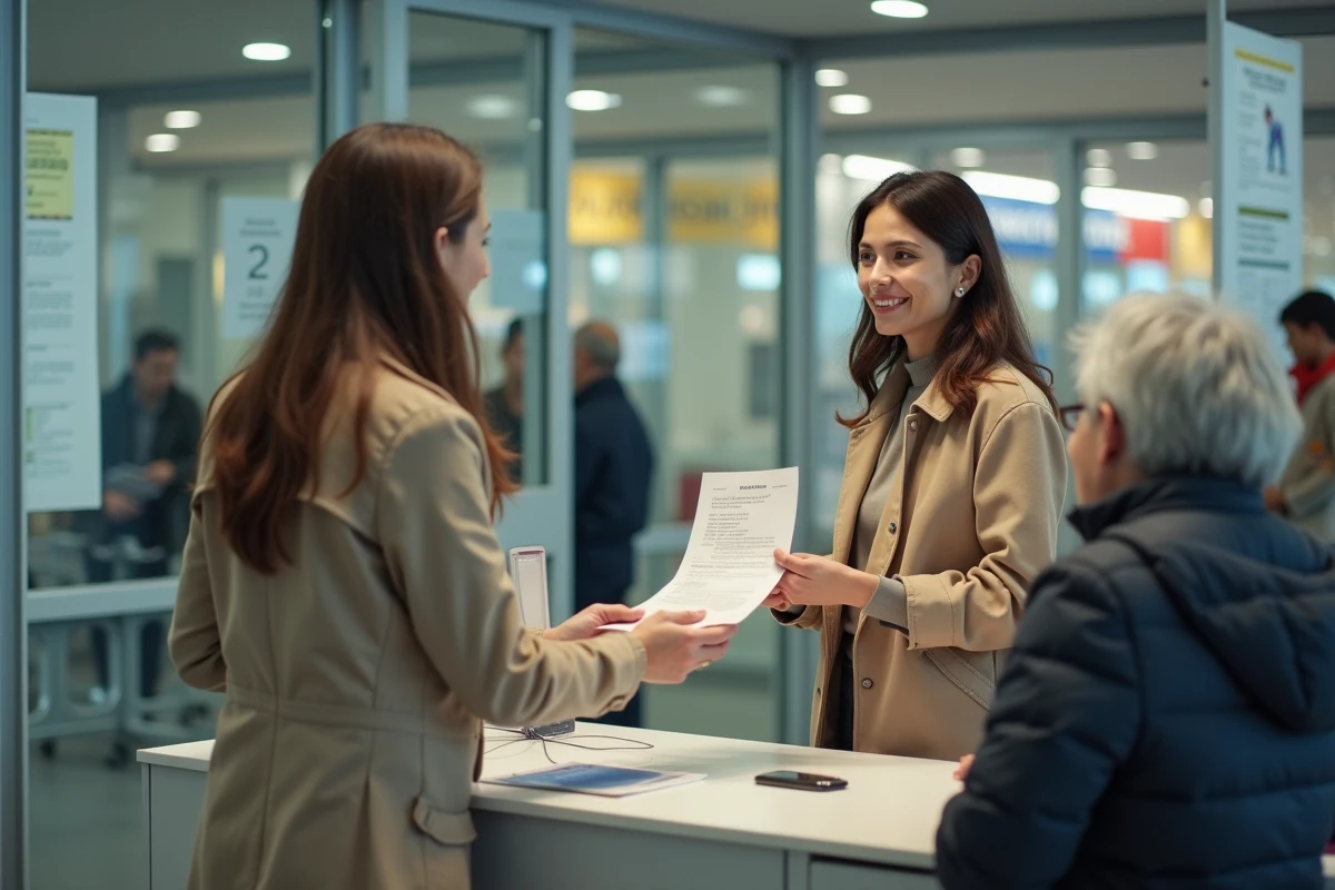 Jeune femme remettant son certificat d