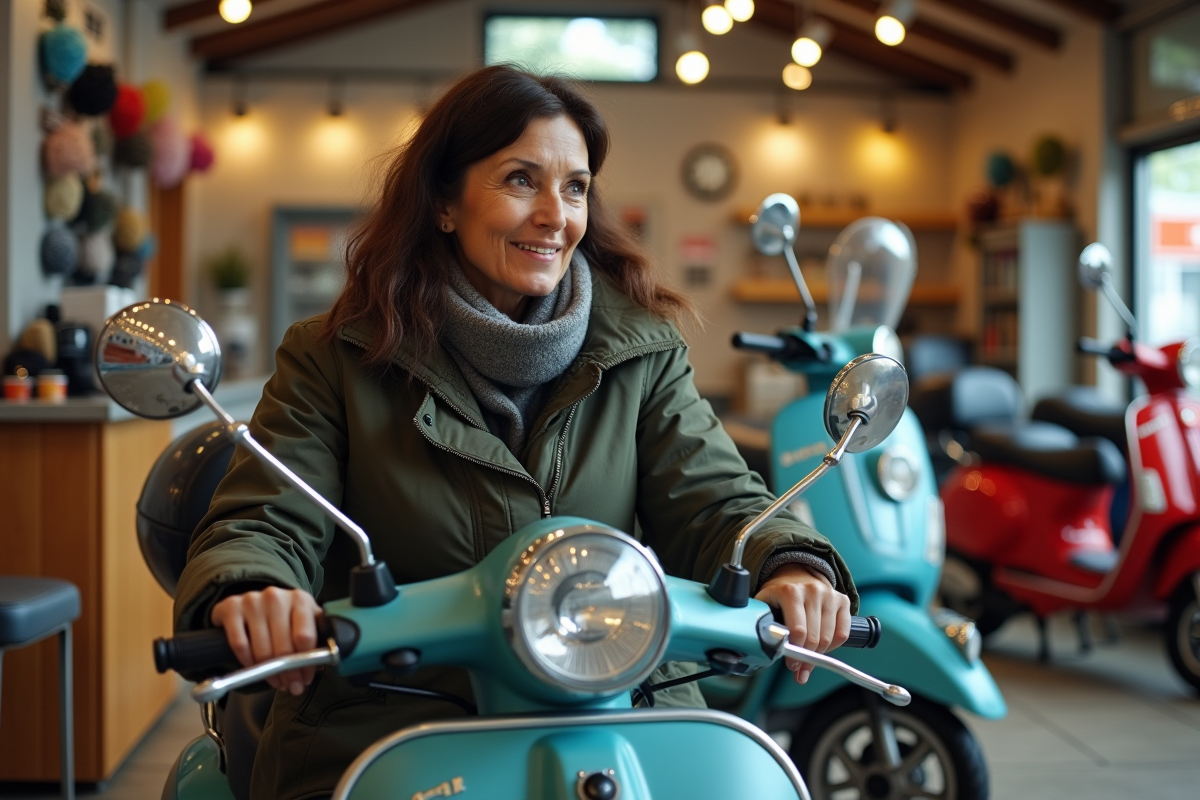 Femme regardant le tableau de bord d