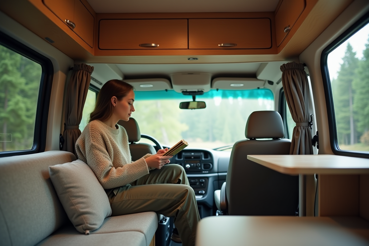 Femme lisant un guide dans l