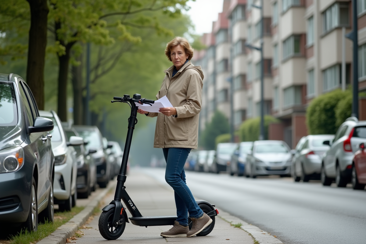 Femme examinant un document près d
