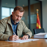 Immatriculer sa voiture en Andorre : ce qu’il faut savoir sur la légalité Homme remplissant papiers d'immatriculation dans un bureau en Andorre