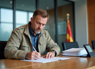 Immatriculer sa voiture en Andorre : ce qu’il faut savoir sur la légalité Homme remplissant papiers d'immatriculation dans un bureau en Andorre