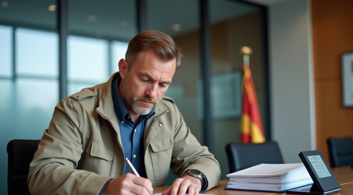 Immatriculer sa voiture en Andorre : ce qu’il faut savoir sur la légalité Homme remplissant papiers d'immatriculation dans un bureau en Andorre