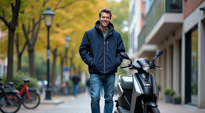 Acheter un quadricycle motorisé : les meilleurs modèles homologués Homme souriant à côté d'un quadricycle moderne en ville