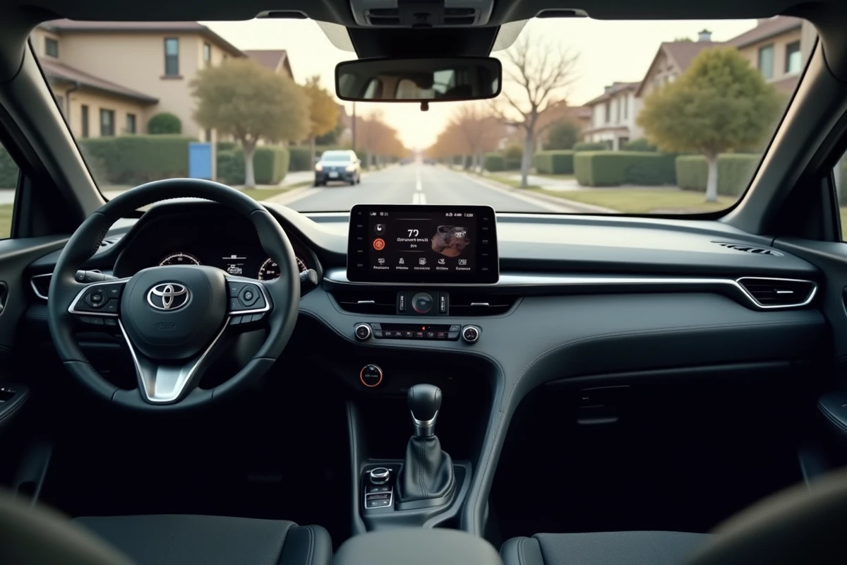 Intérieur de la Toyota C-HR 2026 montrant le tableau de bord numérique et la console centrale avec matériaux premium