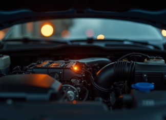 Moteur de voiture avec voyant check engine lumineux