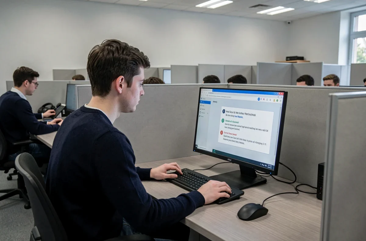 Candidat passant l'examen du code de la route dans le centre ObjectifCode d'Annecy