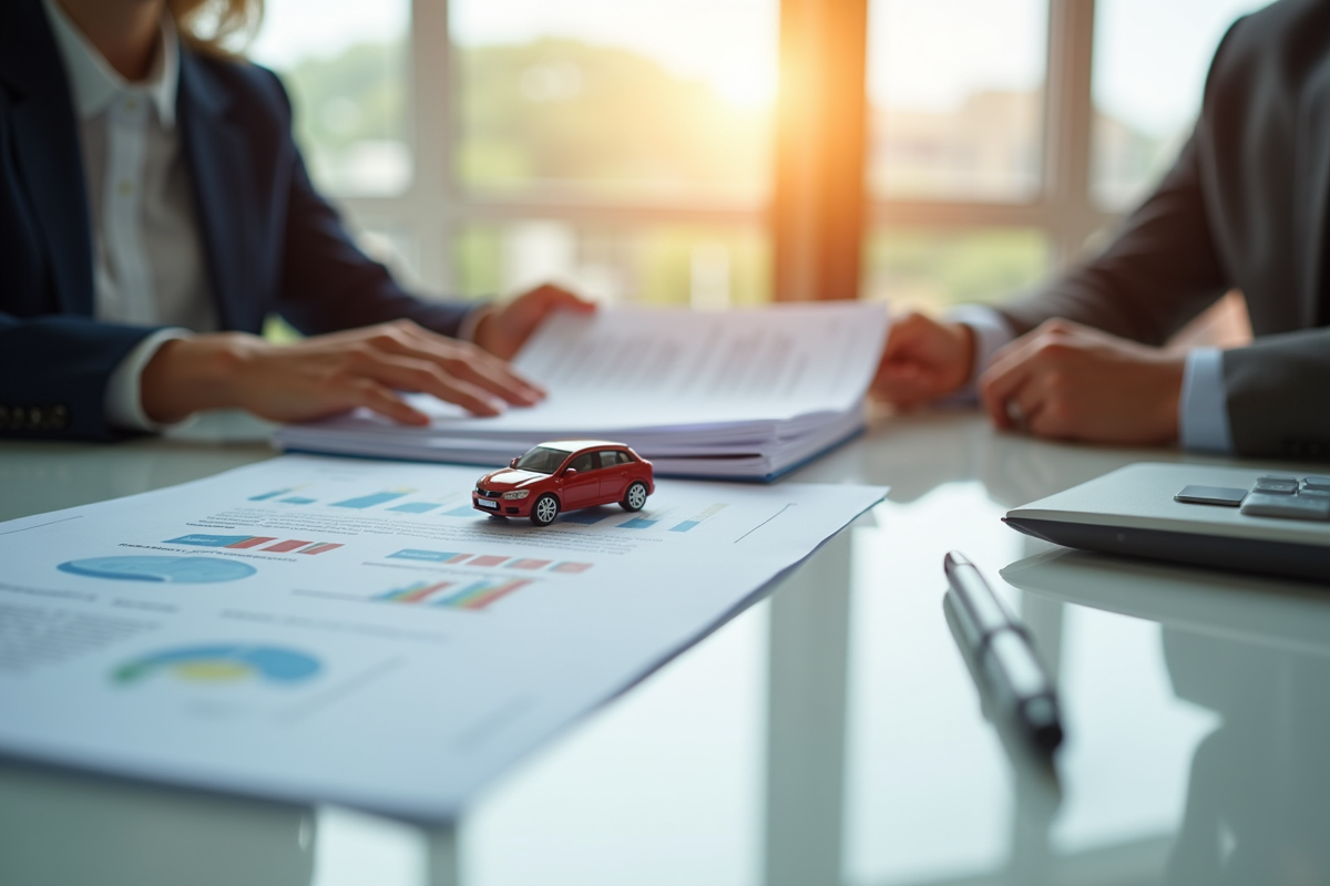 Main d’un agent d’assurance remettant un contrat à un client