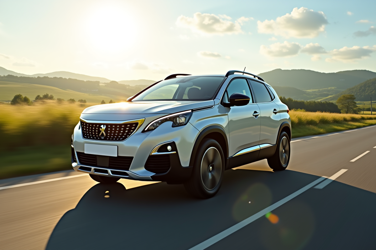 Peugeot 2008 Hybrid 2025 en campagne en mouvement