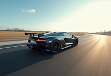 Voiture sportive haute performance en accélération sur circuit